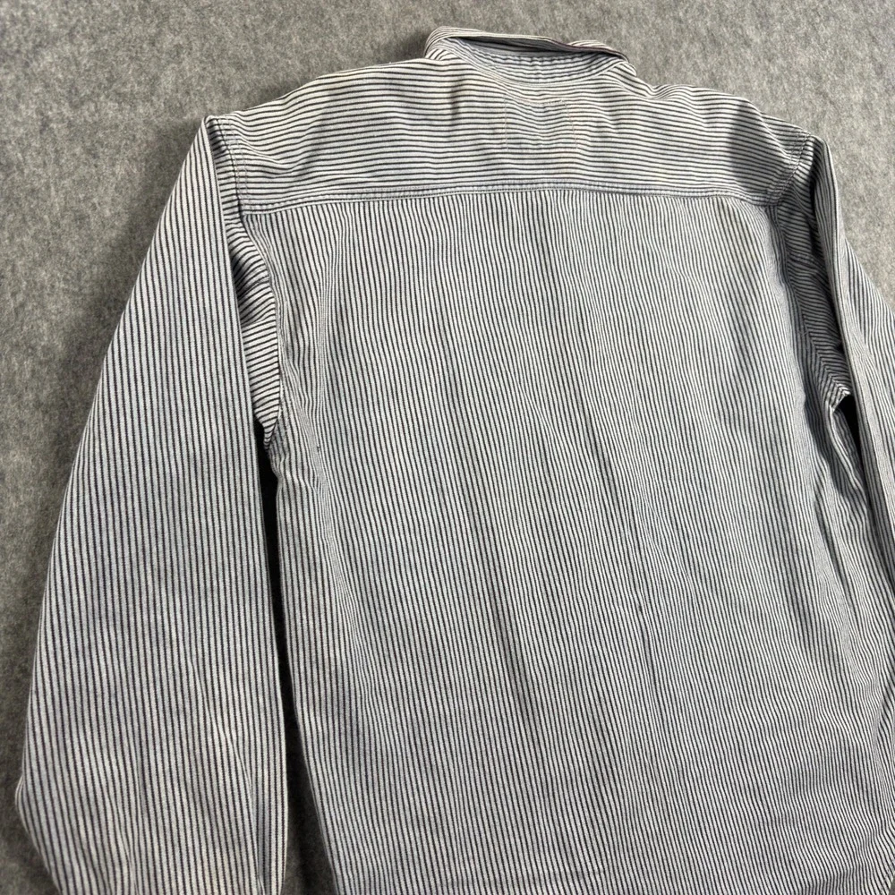 Vintage Levi's Shirt Men's Large Blue White Striped Denim Work Engineer Chore